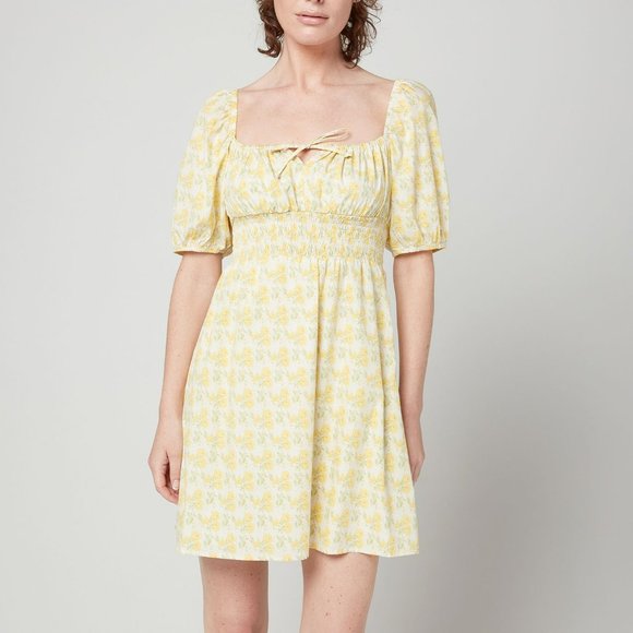 Faithfull the brand yellow floral mini dress - Picture 1 of 10
